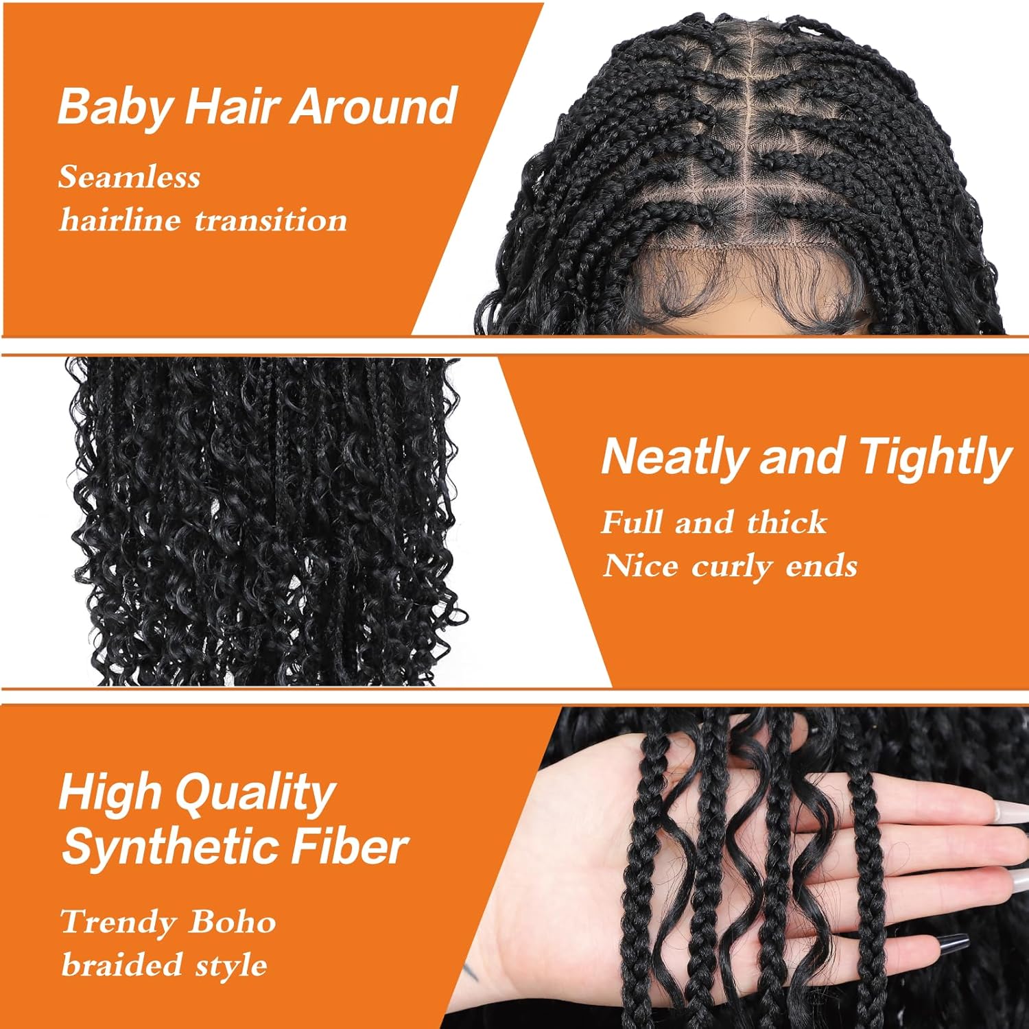Boho Bohemian Braided Lace Wig Braided Style - HalleBeauty